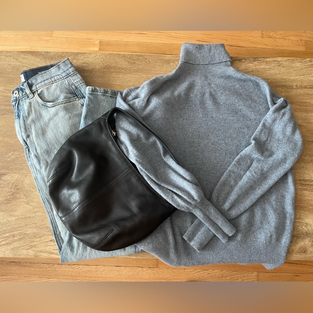 J. Crew Light Gray Cashmere Turtleneck Sweater